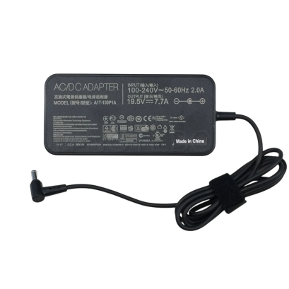 อะแดปเตอร์โน้ตบุ๊ก 19V 7.7A 150W หัวกลม 6.0×3.7 มม. สำหรับ ASUS ROG G531 G731 TUF FX505 A15 อะไหล่ OEM คุณภาพสูง เหมาะกับเครื่องที่ต้องการกำลัง 150 วัตต์ ตรวจสอบขนาดหัวปลั๊กและแรงดันให้ตรงกับของเดิมเพื่อการใช้งานปลอดภัย