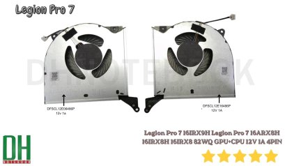 อะไหล่ พัดลม สำหรับ เปลี่ยน ใช้ทดแทน  Legion Pro 7 16IRX9H  Legion Pro 7 16ARX8H 16IRX8H 16IRX8 82WQ GPU+CPU 12V 1A 4PIN
