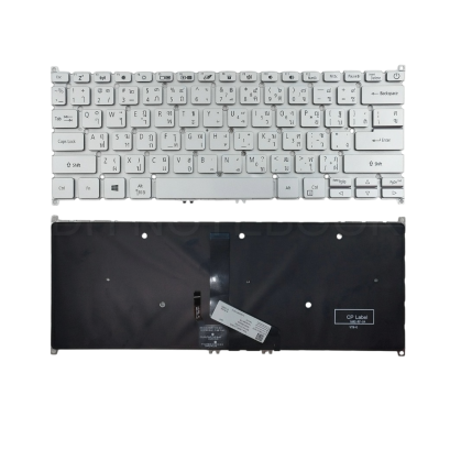 คีย์บอร์ดโน๊ตบุ๊ค อะไหล่ OEM คุณภาพสูง สำหรับ ACER Swift 3 SF314-41 สีเงิน ไทย-อังกฤษ มีไฟ backlit ใช้ทดแทนหรือซ่อมได้หลายรุ่น เช่น SF314-42, SF314-52, SF314-53, SF314-54, SF314-55 สินค้า OEM คุณภาพสูง เหมาะสำหรับช่างหรือผู้ใช้งานที่ต้องการเปลี่ยนเอง