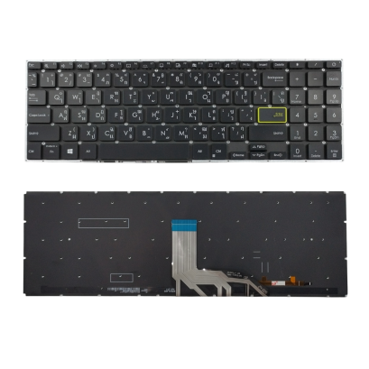 อะไหล่คีย์บอร์ดโน๊ตบุ๊ค ASUS VivoBook M513, M513I, M513IA, M513U, M513UA, S533, X513, D513, F513, K513, R513, E510, L510, M5600IA, Q15, V5050E, 15, 15X, S14, S15, S5600, X521, X531 Layout TH/US QWERTY Black มีไฟ อะไหล่ OEM คุณภาพสูง