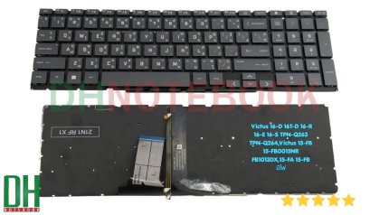 อะไหล่ คีย์บอร์ดโน๊ตบุ๊ค Victus 15 และ Victus 16 มีไฟ Backlit ตรงรุ่นซีรีส์ FA, FB, D, R, E, S (TPN-Q263 / TPN-Q264)