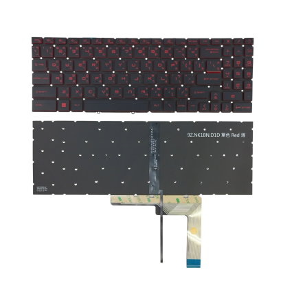 คีย์บอร์ด MSI Katana GF66, GF76, Sword 15, 17, Crosshair 15, 17, Pulse GL66, GL76 อะไหล่ OEM คุณภาพสูง P/N 9N.NK1BN.D1D ไฟแดง