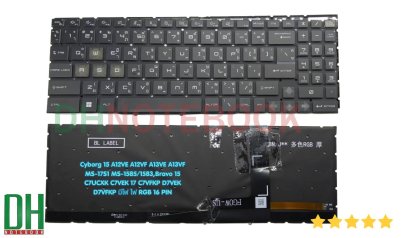 อะไหล่ แป้นพิมพ์ MSI Cyborg 15 A12VE A12VF A13VE A13VF A13UC MS-15K1,Katana 15 B12VG B12VF B12VE B13U B13V,SI MS-15H1/15H2 MS-15K1/15HK MS-17S1 MS-1585/1583,Bravo 15 C7UCXK C7VEK 17 C7VFKP D7VEK D7VFKP มีไฟ ไฟ RGB 16 PIN