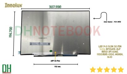 อะไหล่ หน้าจอ  LED 14.0 SLIM 30 PIN ไม่มีหู  N140JCA-ELP REV.C1 IPS 60HZ, 1920(RGB)×1200