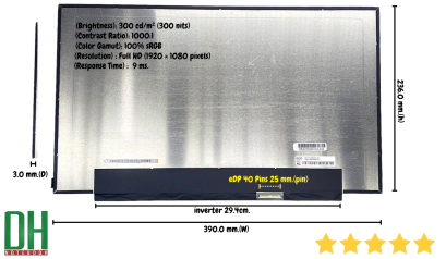 อะไหล่หน้าจอ 17.3 นิ้ว สเปคสูง LED 17.3 SILM 40 PIN ไม่มีหู Inverter 29.4CM NE173FHM-NY4 FHD IPS (1920x1080) 180HZ