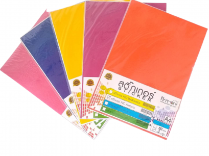 สติ๊กเกอร์ PVC สี A4 (แพ็ค 20 แผ่น)