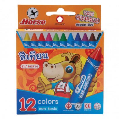 สีเทียนตราม้าขนาดกลาง 12สี (1โหล)