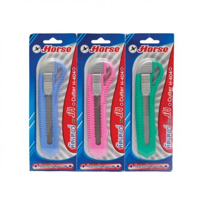 มีดคัตเตอร์ คละสี ตราม้า H-404 (โหล)