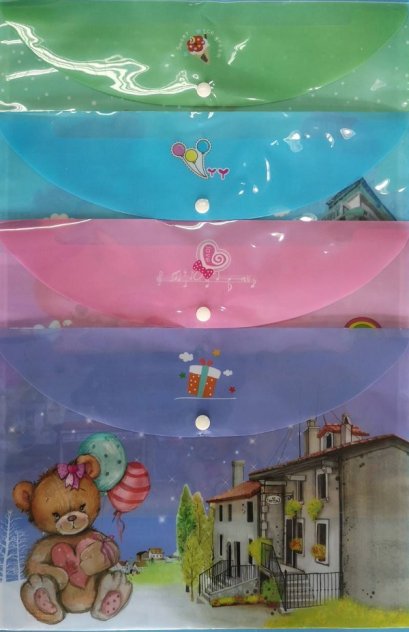 แฟ้มกระดุมมีลาย A4 (แพ็ค 12 ใบ)