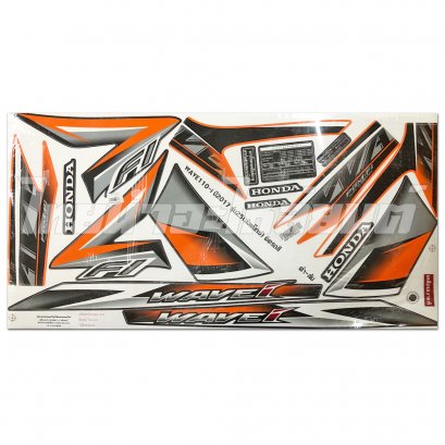 สติ๊กเกอร์ติดรถ เวฟ110-I ปี 2017 รุ่น 25 (ส้ม/ดำ)