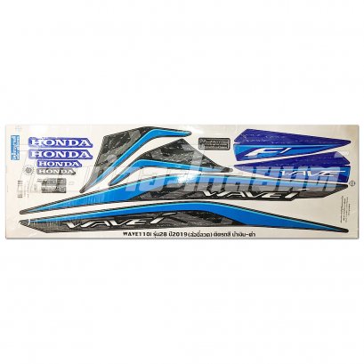 สติ๊กเกอร์ Wave110-I 2019 รุ่น 28  [ติดรถ สีน้ำเงิน ดำ]
