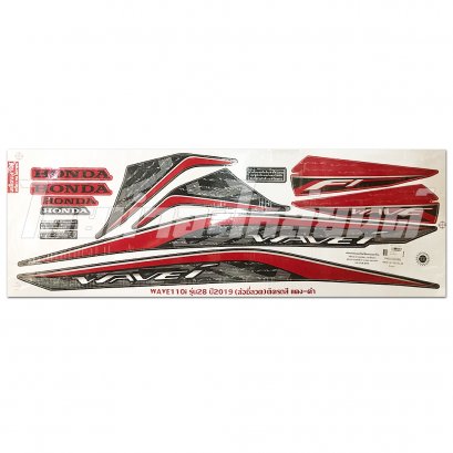 สติ๊กเกอร์ Wave110-I 2019 รุ่น 28  [ติดรถ สีแดงดำ]