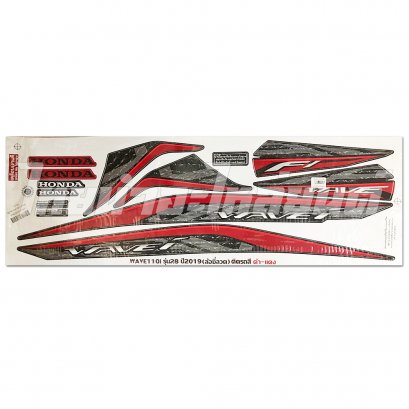 สติ๊กเกอร์ Wave110-I 2019 รุ่น 28 [ติดรถ สีดำ แดง]
