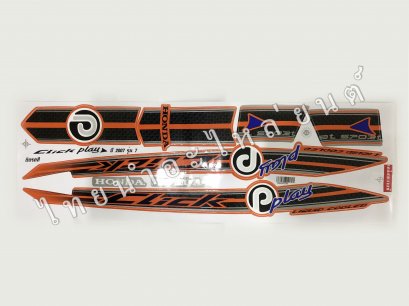 สติ๊กเกอร์ Click Play 2007 รุ่น 7  [ติดรถ สีแดง]