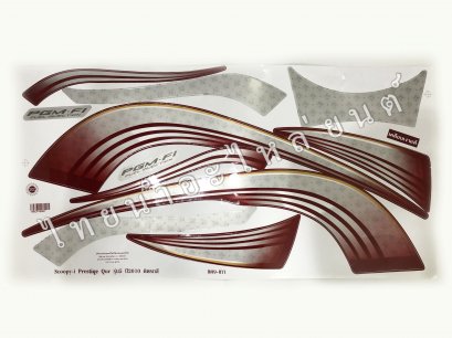 สติ๊กเกอร์ Scoopy-I Prespiqe Qur 2010 รุ่น 5  [ติดรถ สีแดงเทา]