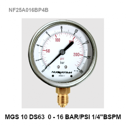 0-16 Bar (0-230 PSI) Ø 2.5&quot; Brass Lower BSPM