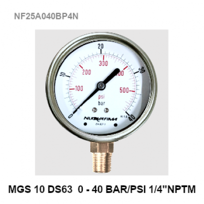0-40Bar (0-560 PSI) Ø 2.5&quot; Brass Lower BSP