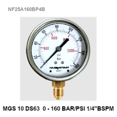 0-160 Bar (0-2,240 PSI) Ø 2.5&quot; Brass Lower BSPM