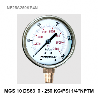 0-250 kg/cm² (0-3500 PSI) Ø 2.5" Brass Lower NPTM