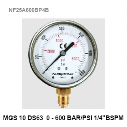 0-600 Bar (0-8400 PSI) Ø 2.5" Brass Lower BSPM