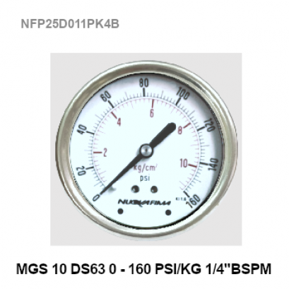 0-160Psi0-11Bar) Ø 2.5&quot; Brass Back 1/4&quot;