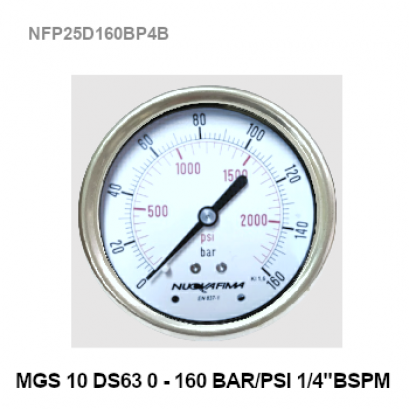 0-160Bar(0-2300Psi) Ø 2.5&quot; Brass Back 1/4&quot;