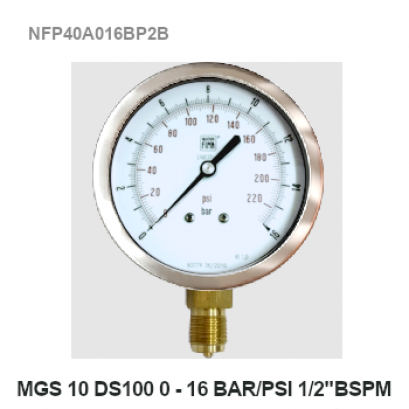 0-16Bar(0-230Psi) Ø 4&quot; Brass Lower 1/2&quot; BSP