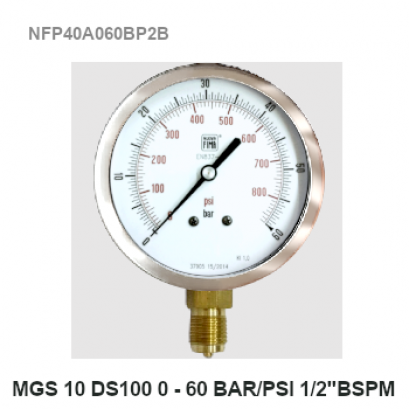 0-60Bar(0-860Psi) Ø 4&quot; Brass Lower 1/2&quot;BSP