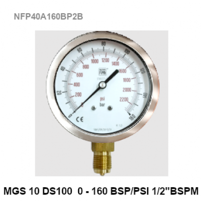 0-160Bar(0-2300Psi) Ø 4&quot; Brass Lower 1/2&quot;NPTBSP