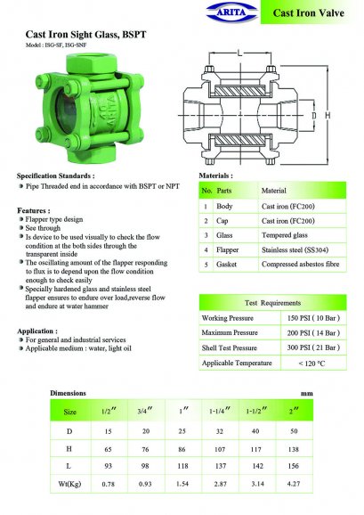 Cast Iron Sight Glass, BSPT