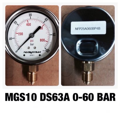 0-60BAR Nuovafima หน้าปัด 2,5 นิ้ว เกลียวออกล่างทองเหลือง 1/4&quot;