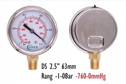 -1 - 0 Bar Vacumm gauge Dia 2.5&quot; 63MM ( -760-0mmhg)