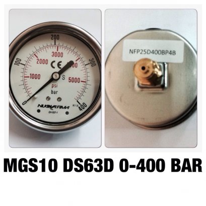 0-400BAR Nuovafima หน้าปัด 2,5 นิ้ว เกลียวออกหลังทองเหลือง 1/4&quot;