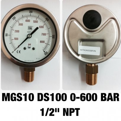 0-600BAR Nuovafima หน้าปัด 4นิ้ว เกลียวออกหลังทองเหลือง 1/2&quot;