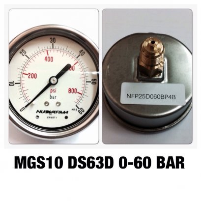 0-60BAR Nuovafima หน้าปัด 2,5 นิ้ว เกลียวออกหลังทองเหลือง 1/4&quot;