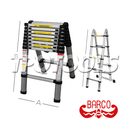 TPQ-BATL13 บันไดยืดหดได้อเนกประสงค์ ทรงเอ ขนาด 10+10 ขั้น ความสูงทรงเอ 380 ซม. BARCO