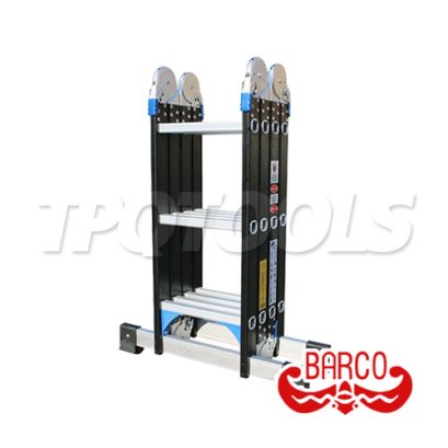 TPQ-ALB-M2 รุ่นสีดำ (4 x 3 - 12 ขั้น) บันไดอลูมิเนียมทรง M (กาง-พาด-นั่งร้าน-M) รุ่นข้อต่อใหญ่ สีดำ ขนาด 4 x 3 (12 ขั้น) BARCO