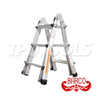 TPQ-BCHLC-0203 (จีน) บันไดอลูมิเนียมหัวล็อคยืดหด 2x3 รับน้ำหนักสูงสุด 150 กก. บันไดหัวล็อคยืดหด "BARCO"