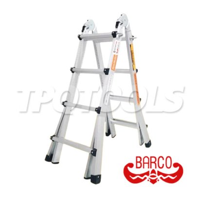 TPQ-BCHLC-0204 (จีน) บันไดอลูมิเนียมหัวล็อคยืดหด 2x4 รับน้ำหนักสูงสุด 150 กก. บันไดหัวล็อคยืดหด "BARCO"