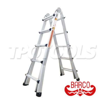 TPQ-BCHLC-0205 (จีน) บันไดอลูมิเนียมหัวล็อคยืดหด 2x5 รับน้ำหนักสูงสุด 150 กก. บันไดหัวล็อคยืดหด "BARCO"