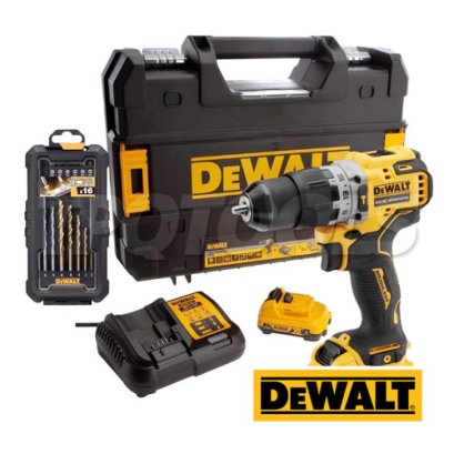 DCD706D2A-B1 สว่านกระแทกไร้สาย (ไร้แปรงถ่าน) 12V MAX ขนาด 10 มม. แรงบิดสูงสุด 57.5 NM. ความเร็วรอบ 1500RPM 25500 RPMพร้อมแบตเตอรี่ 2.0 AH + แท่นชาร์จ พร้อมหัวเข้ามุมและที่แคบ 4 ตัว (แถมชุดดอกสว่าน 16 ชิ้น) ครบชุด "DEWALT ดีวอลท์