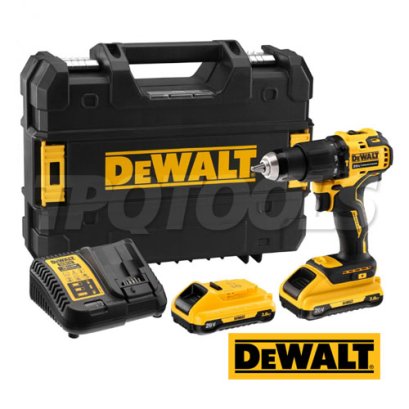 DCD708L2-B1 สว่านไขควงไร้สาย(ไร้แปรงถ่าน) 20V MAX ขนาด 13 มม. แรงบิดสูงสุด 65NM./1650RMP พร้อมแบตเตอรี่ 3.0 AH รุ่นบาง+แท่นชาร์จ(ครบชุด) ขนาดเล็กลำตัวสั้น "DEWALT" ดีวอลท์