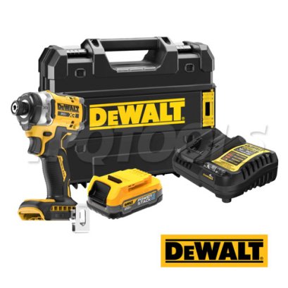 DCF860E1T-B1 ไขควงกระแทกไร้สาย (ไร้แปรงถ่าน) 20V MAX ขนาด HEX 6.35 มม. แรงบิดสูงสุด 282 NM. ความเร็วรอบ 3800RPM พร้อมแบตเตอรี่ POWERSTACK 1.7AH "DEWALT" ดีวอลท์