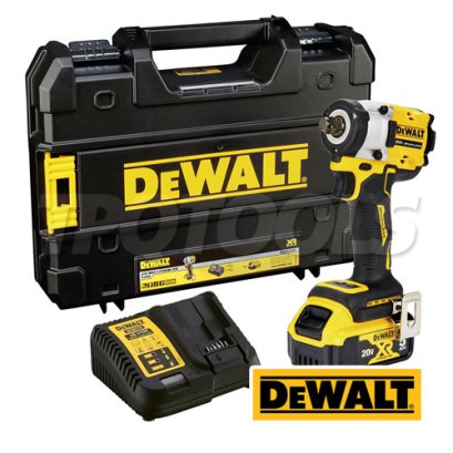 DCF921P1-B1 บล็อกกระแทกไร้สาย 1/2" 20V MAX (ขนาดเล็กน้ำหนักเบา) ไร้แปรงถ่าน แรงบิดสูงสุด 406 NM. ความเร็วรอบ 2800 RPM พร้อมแบตเตอรี่ 5.0AH "DEWALT" ดีวอลท์