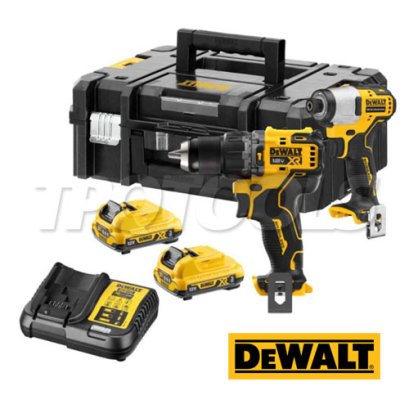 DCK2111L2T-B1 ชุดคอมโบ ชุดสว่านกระแทกไร้สาย 10 มม. + ไขควงกระแทกไร้สาย HEX 6.35 มม. (ไร้แปรงถ่าน) 12V MAX. พร้อมแบตเตอรี่ 3.0AH + แท่นชาร์จ "DEWALT" ดีวอลท์
