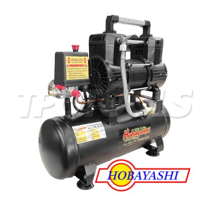 C-HB-AC12H ปั๊มลมเสียงเงียบ ไร้น้ำมัน รุ่นทำลมเร็ว 12 ลิตร 1080W 220V HOBAYASHI OIL-FREE SILENT AIR COMPRESSOR