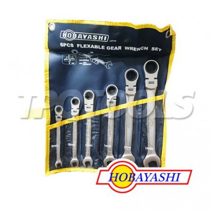 HB-6GW ชุดประแจแหวนฟรี-ปากตาย 6 ตัวชุด (8-19 มม.) HOBAYASHI