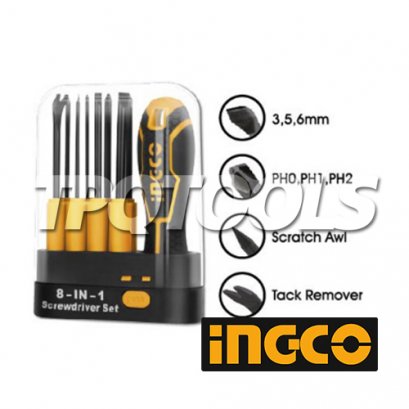 ชุดไขควงเปลี่ยนหัวได้ 9 ชิ้น  INGCO-AKISD0901