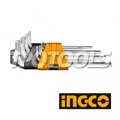 ประแจหกเหลี่ยมหัวบอลยาว 9 ตัว INGCO-HHK12091