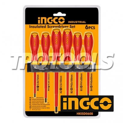 ชุดไขควงด้ามกันไฟฟ้า 6 ชิ้น INGCO-HKISD0608